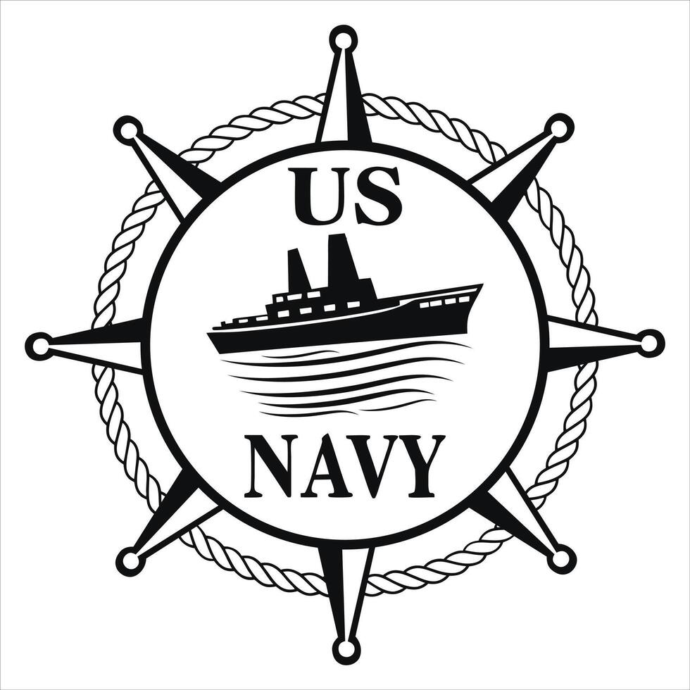 US Navy Typography T-shirt Design Featuring Naval Clipart Illustration vector