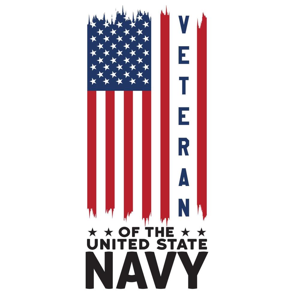 American Navy Typography T-shirt Design Featuring Naval Clipart vector