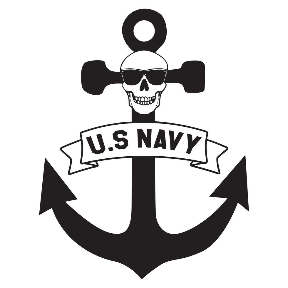 Naval Clipart and US Navy Typography T-shirt Design Illustration vector