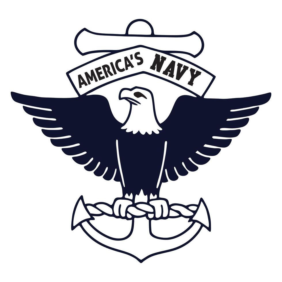 US Navy T-shirt Design with Iconic Naval Clipart Illustration vector
