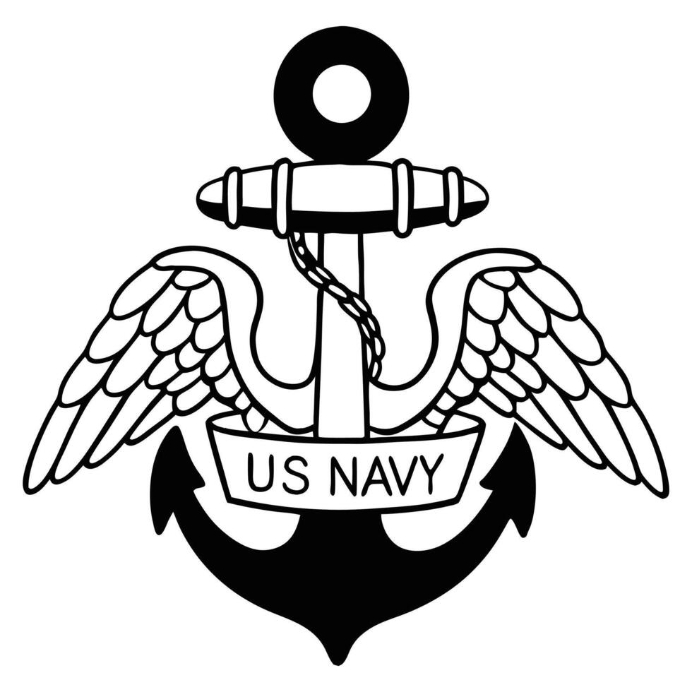 Bold US Navy Typography T-shirt Design with Naval Clipart Illustration vector
