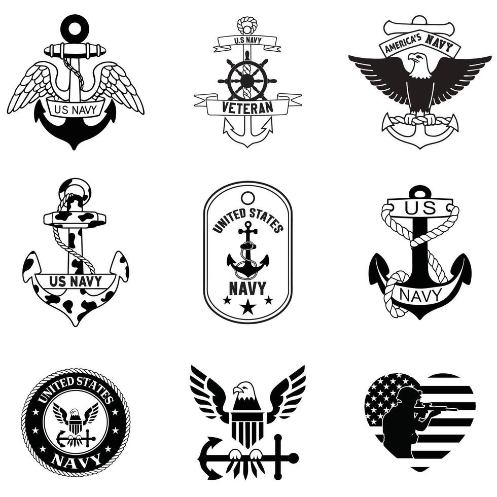 US Navy T-shirt Featuring Naval Clipart for Strong Patriotic Design Bundle vector