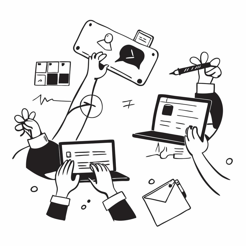 2D minimalize icon as Creative team working on a digital marketing campaign concept as A icon illustration of a creative team working on a digital marketing campaign using lapt Dynamics vector