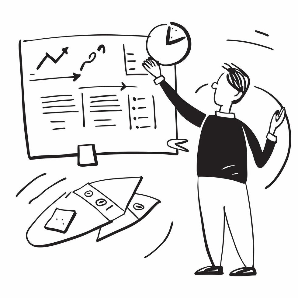 2D minimalize icon as Financial consultant advising clients on investment strategies concept as A icon illustration of a financial consultant in a modern office advising client Dynamics vector