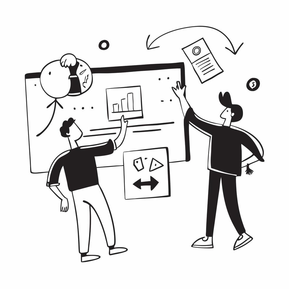 2D minimalize icon as Marketing team collaborating on a product launch concept as A icon illustration of a marketing team collaborating on a product launch using digital tools Dynamics Set 2 vector