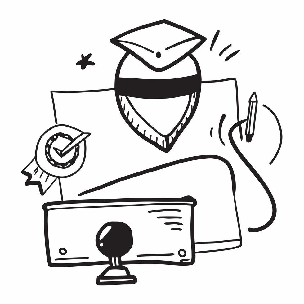 2D icon as Cyber security training icon with a graduation cap and shield concept as icon illustration of a cyber security training icon with a graduation cap and shield highlig Dynamics vector