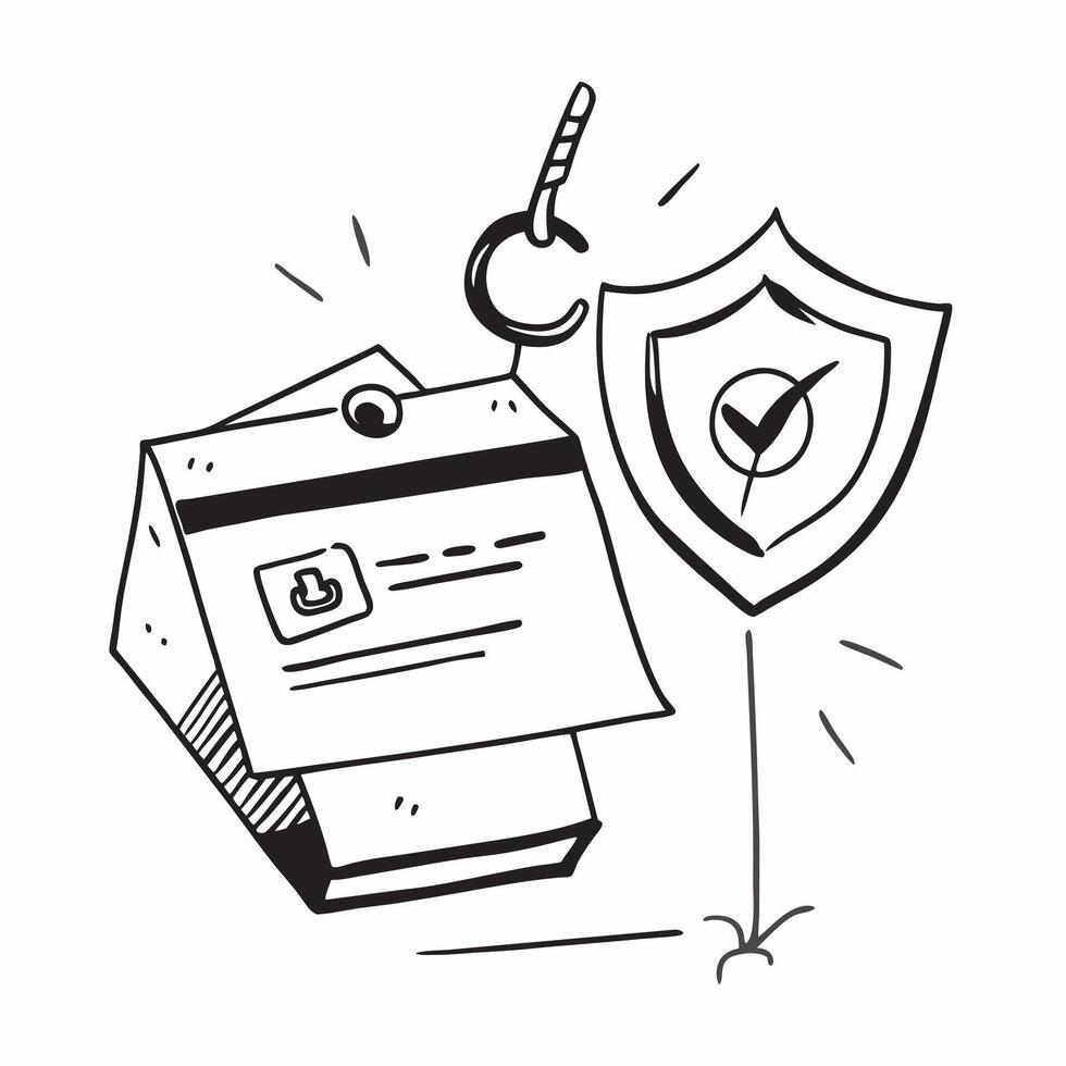 2D icon as Phishing protection icon with a hook and shield concept as icon illustration of a phishing protection icon with a hook and shield emphasizing the need to guard again Dynamics vector