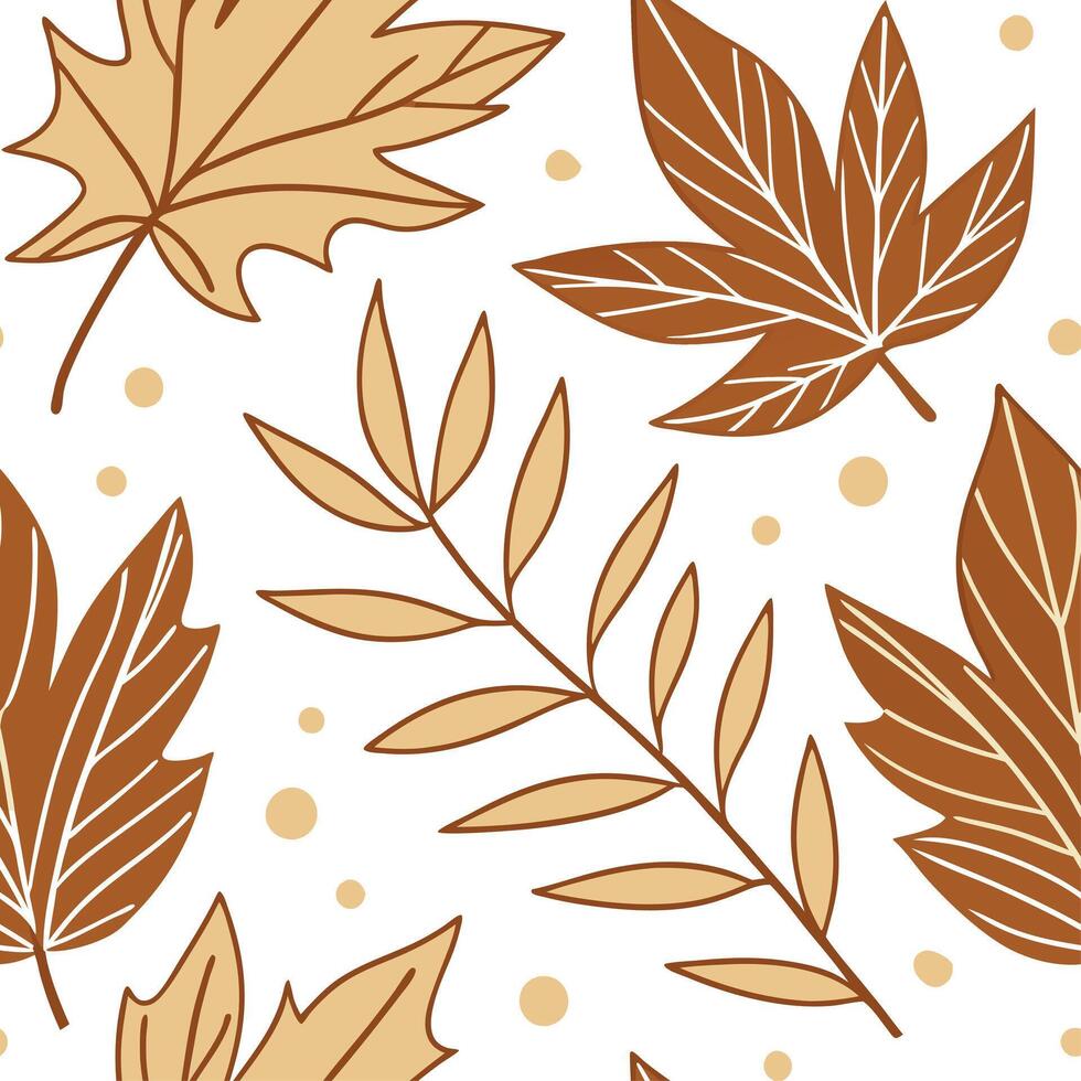 Abstract autumn leaves seamless pattern with geometric leaf shapes and earthy tones for modern fall designs concept as Modern autumn leaves pattern with geometric shapes and earthy Dynamics vector