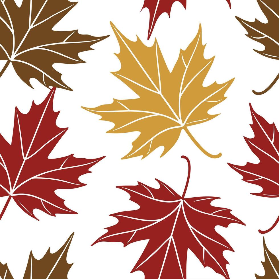 Abstract autumn leaves seamless pattern with geometric leaf shapes and earthy tones for modern fall designs concept as Modern autumn leaves pattern with geometric shapes and earthy Dynamics Set 2 vector
