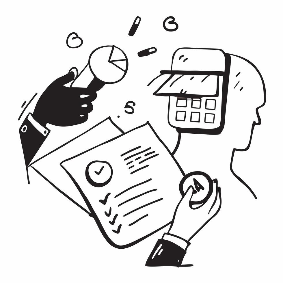 Accountant double exposure with calculator concept as An accountants profile merged with a calculator representing financial responsibility and precision Perfect for accounting an Dynamics vector