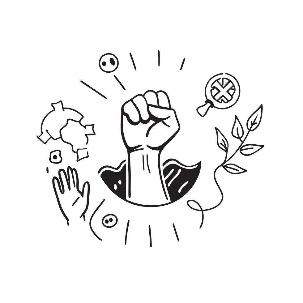 Activist with climate protest concept as An activists profile blended with a climate protest symbolizing hope and action for a sustainable future Ideal for activism and environmen Dynamics vector