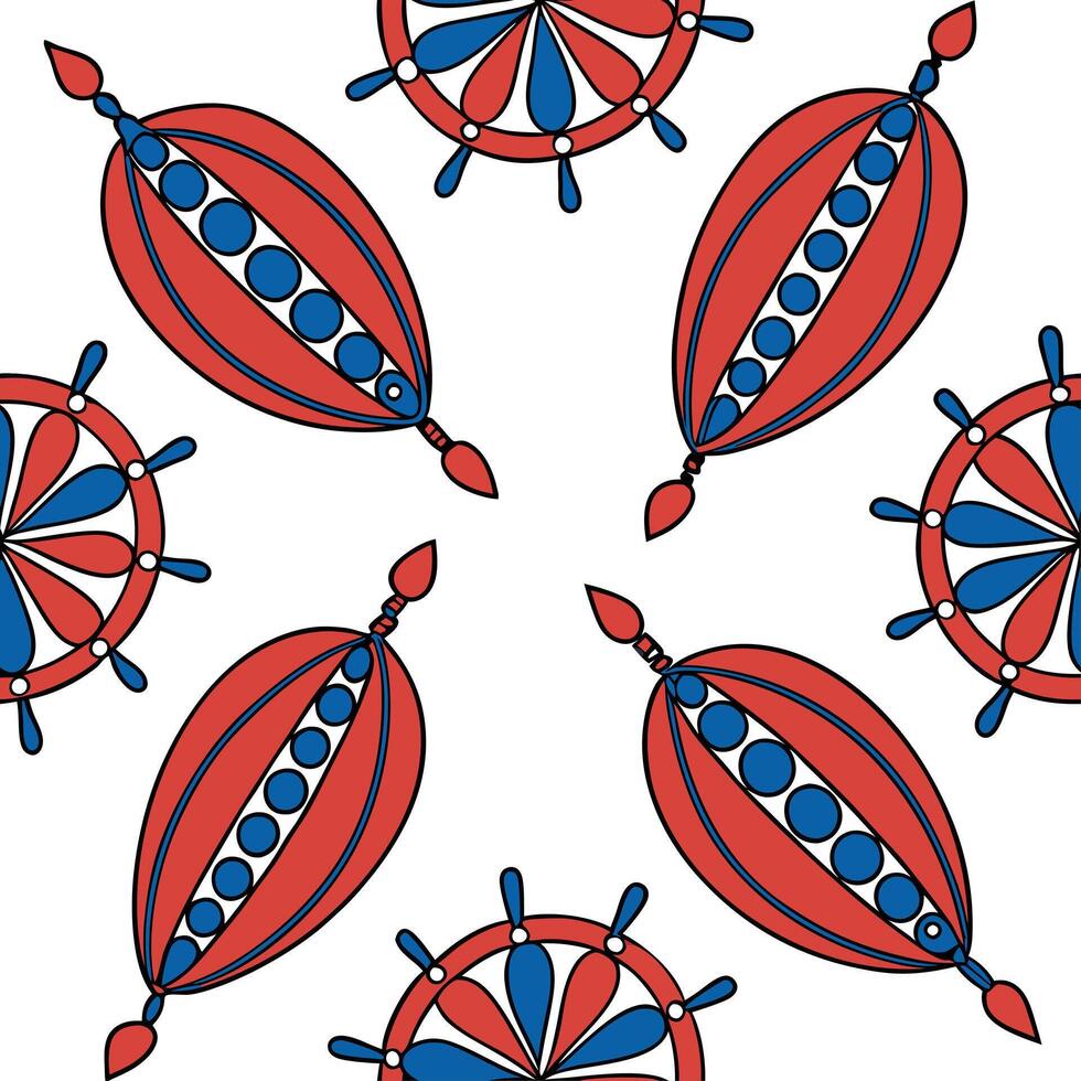 African Maasai beaded patterns and vibrant colors seamless tile pattern with bold reds and blues for cultural decor concept as Bold red and blue Maasai beaded patterns arranged sea Dynamics vector