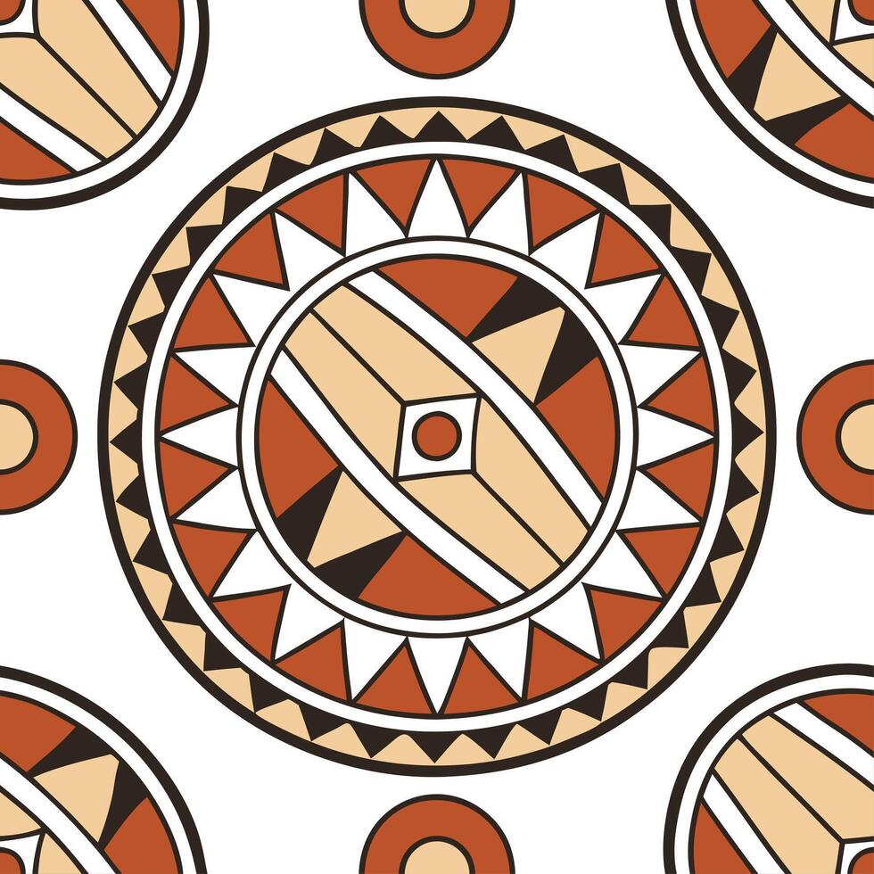 African tribal geometric seamless tile pattern with earthy tones and bold shapes for cultural home decor concept as Earthy toned African tribal geometric shapes arranged seamlessly Dynamics vector