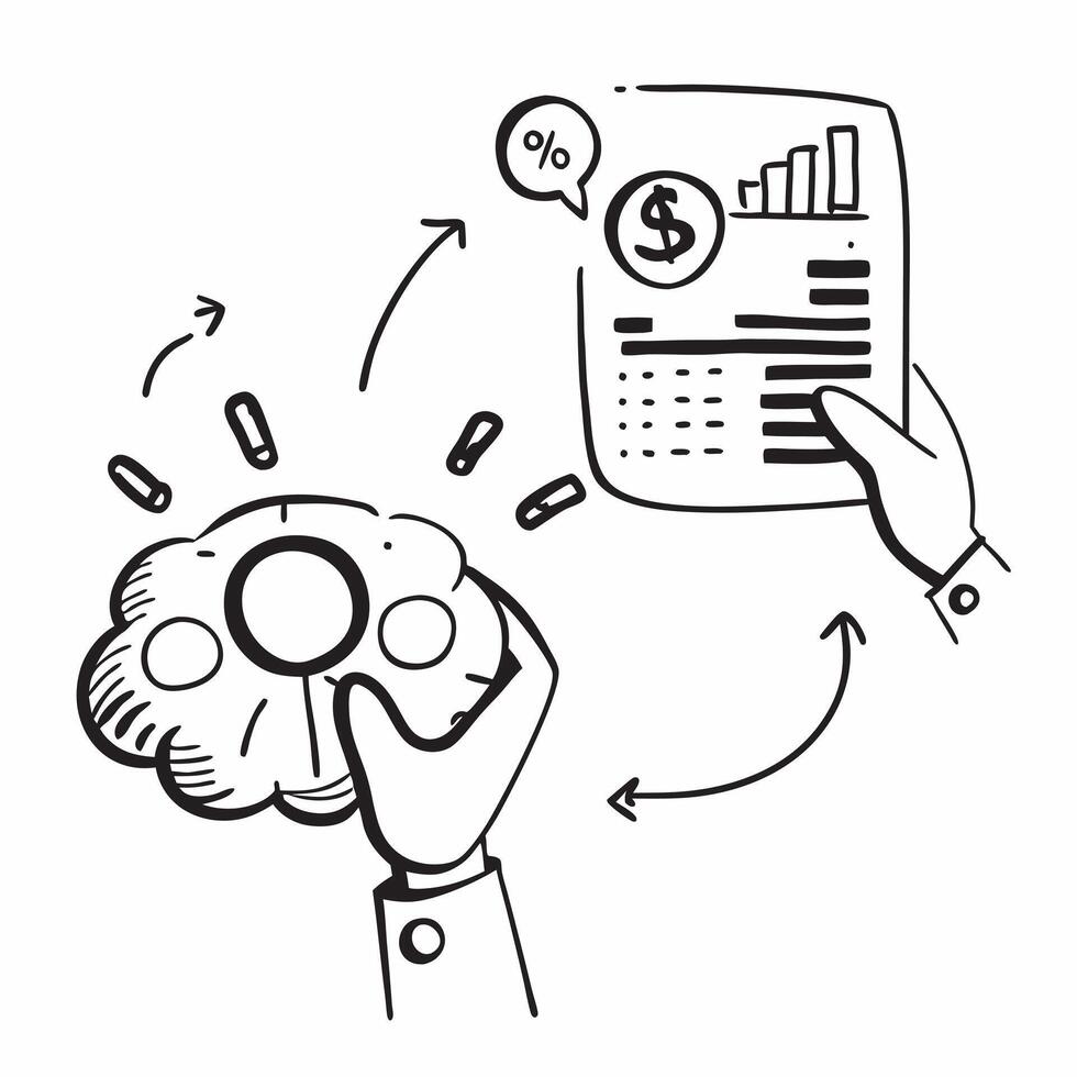 AI brain and financial statistics concept as An AI brain icon paired with financial statistics symbolizing the use of AI in comprehensive financial analysis perfect for isolated ve Dynamics vector