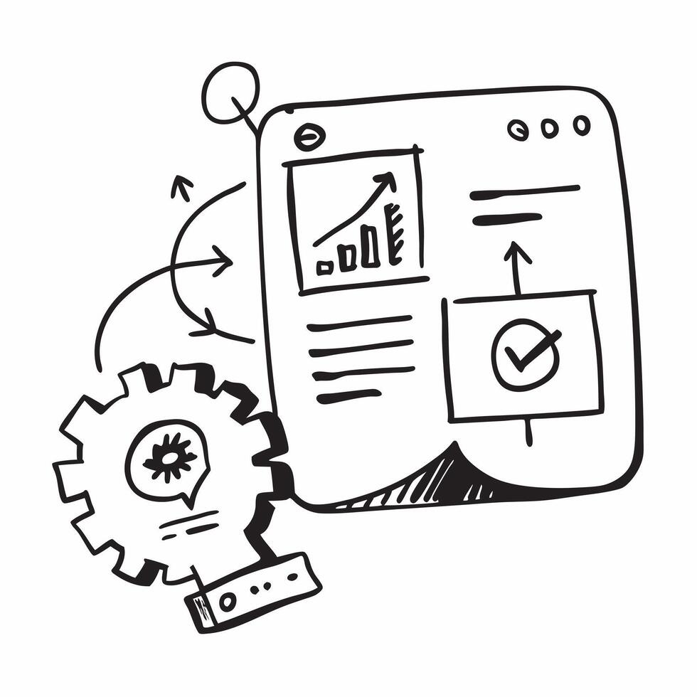 AI data processing and QA metrics concept as An AI data processing icon paired with a QA metrics icon representing the analytical capabilities of AI in QA processes perfect for iso Dynamics vector