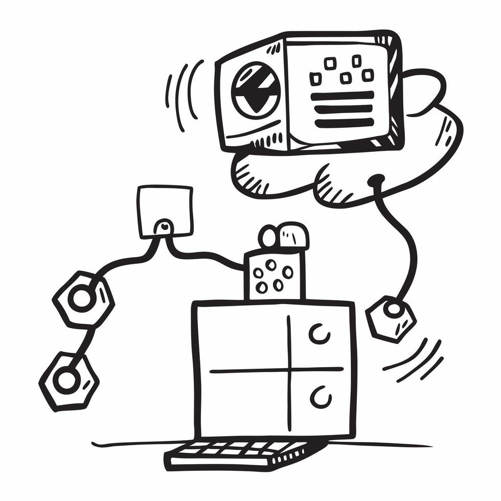 AI factory simulation and digital twin concept as An AI factory simulation icon paired with a digital twin representing the use of AI in creating digital twins for factory simulati Dynamics vector