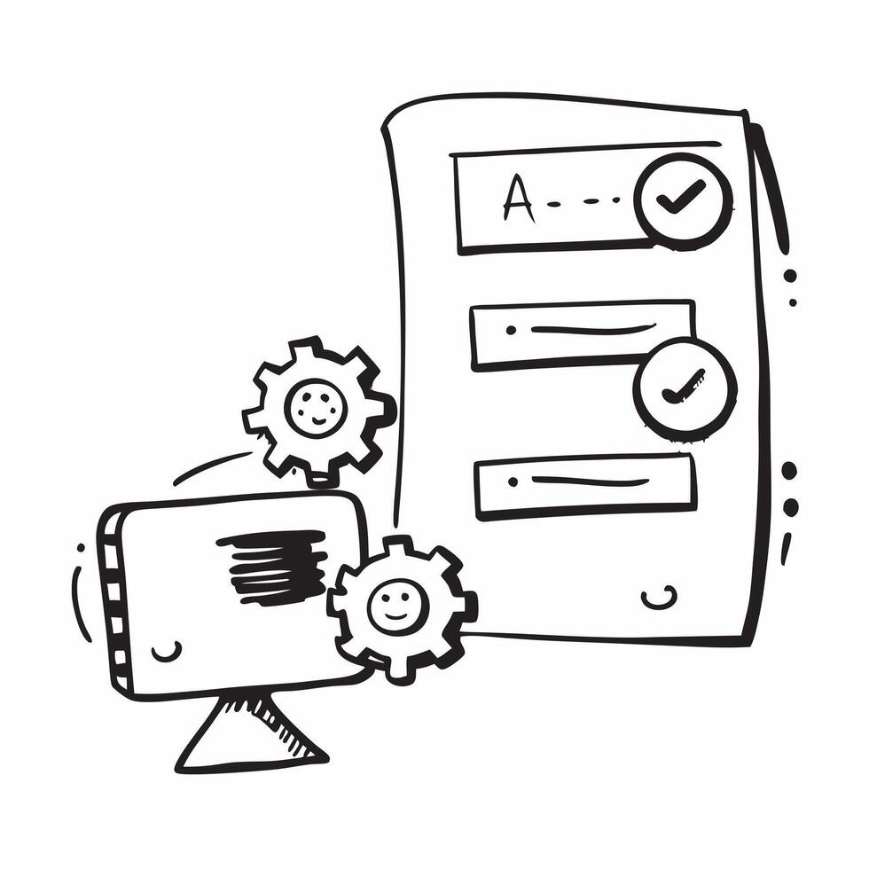 AI machine learning and QA systems concept as An AI machine learning icon paired with a QA systems icon representing the role of AI in learning and optimizing QA systems ideal for Dynamics vector