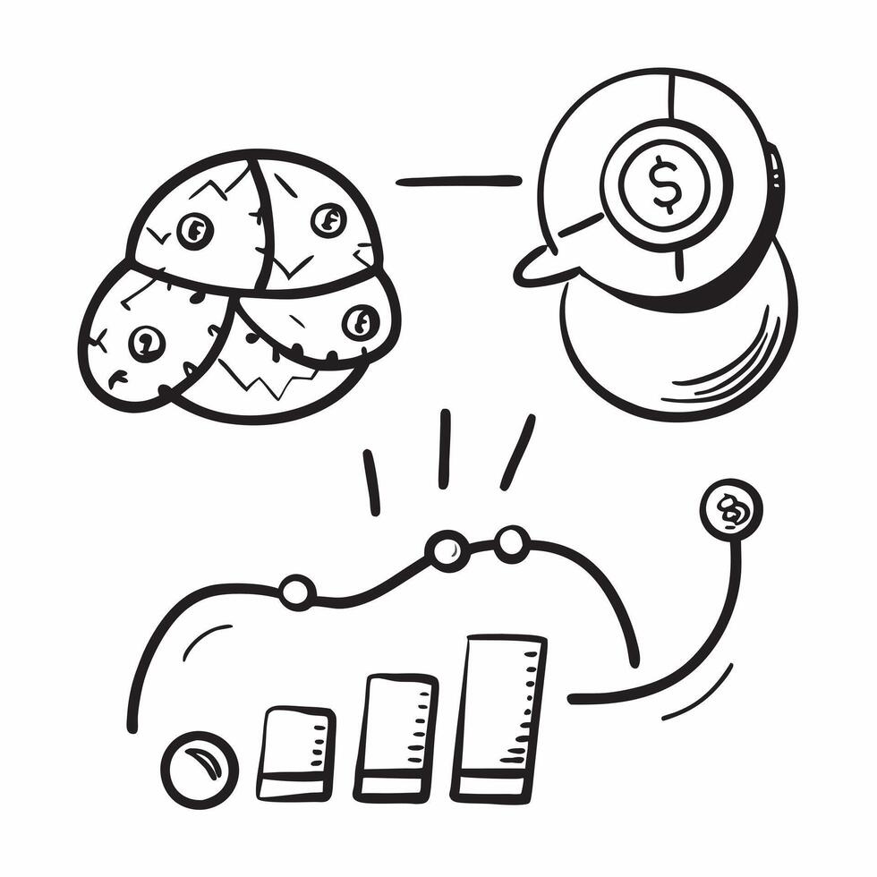 AI neural network and investment analysis concept as An AI neural network icon paired with an investment analysis symbolizing the deep learning capabilities of AI in financial deci Dynamics vector