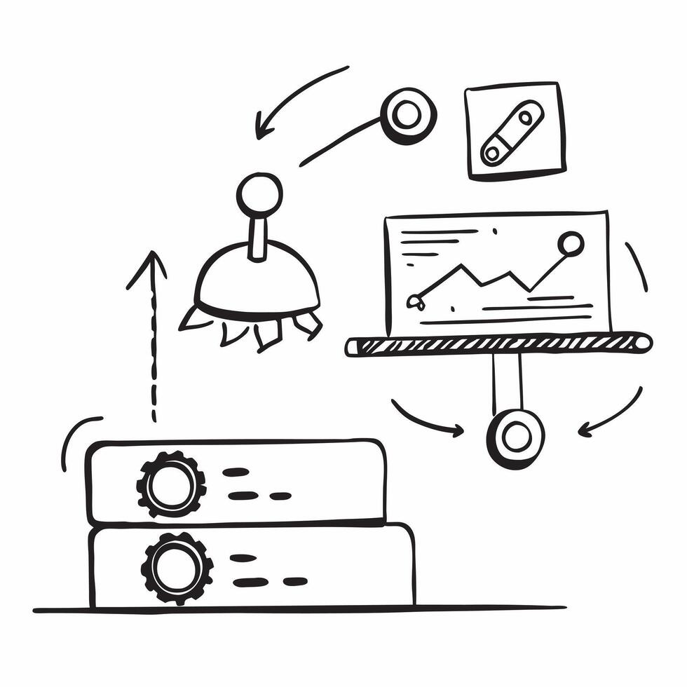AI predictive analytics and manufacturing output concept as An AI predictive analytics icon paired with a manufacturing output icon representing the role of AI in forecasting manuf Dynamics vector