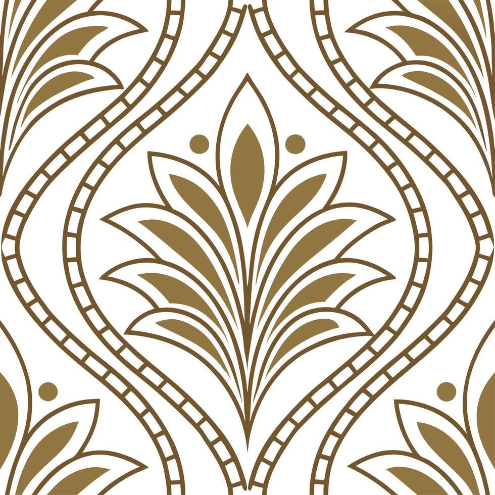 Art deco seamless pattern with luxurious gold accents and symmetrical designs for elegant projects concept as Luxurious art deco pattern featuring gold accents and symmetrical desi Dynamics vector
