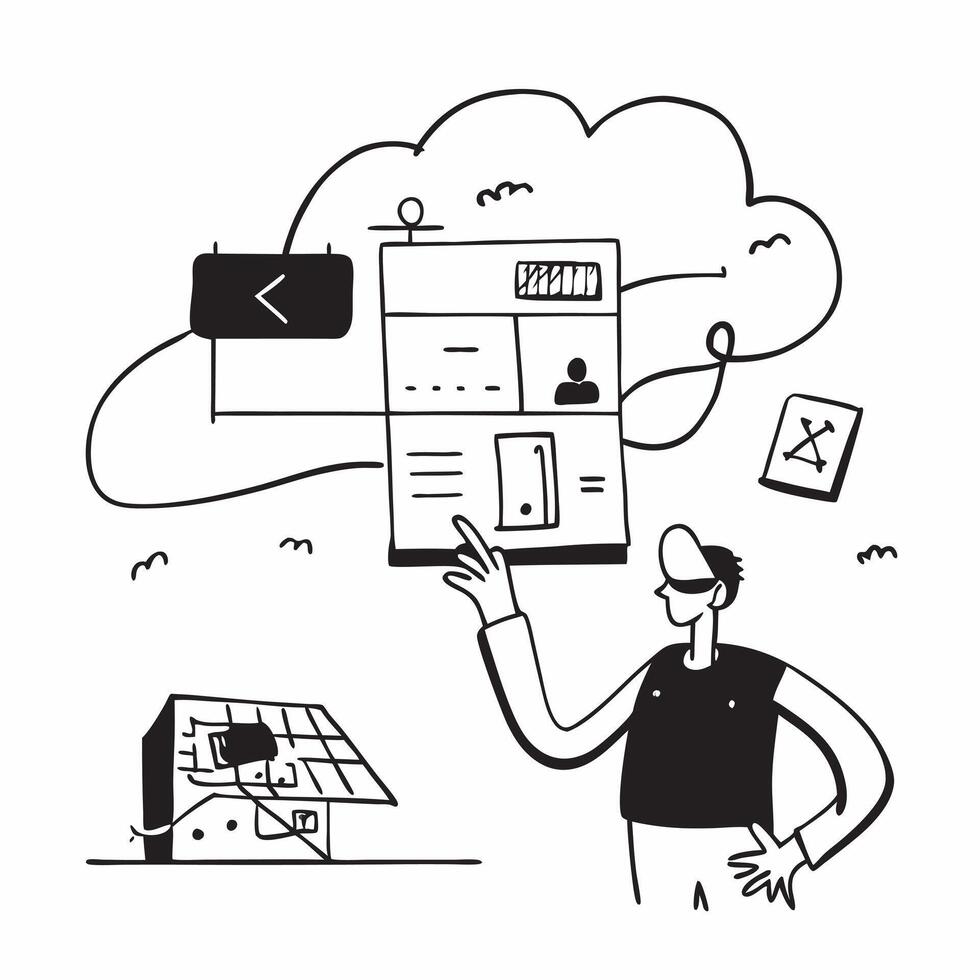 Architect with AI design software concept as An architects profile blended with AI design software representing AIs role in architectural design and innovation Ideal for architect Dynamics vector