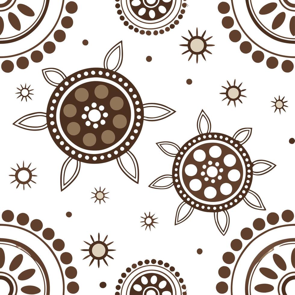 Australian Aboriginal patterns and dot art seamless tile pattern with earthy tones and traditional motifs for cultural decor concept as Earthy toned Aboriginal dot art and traditio Dynamics vector