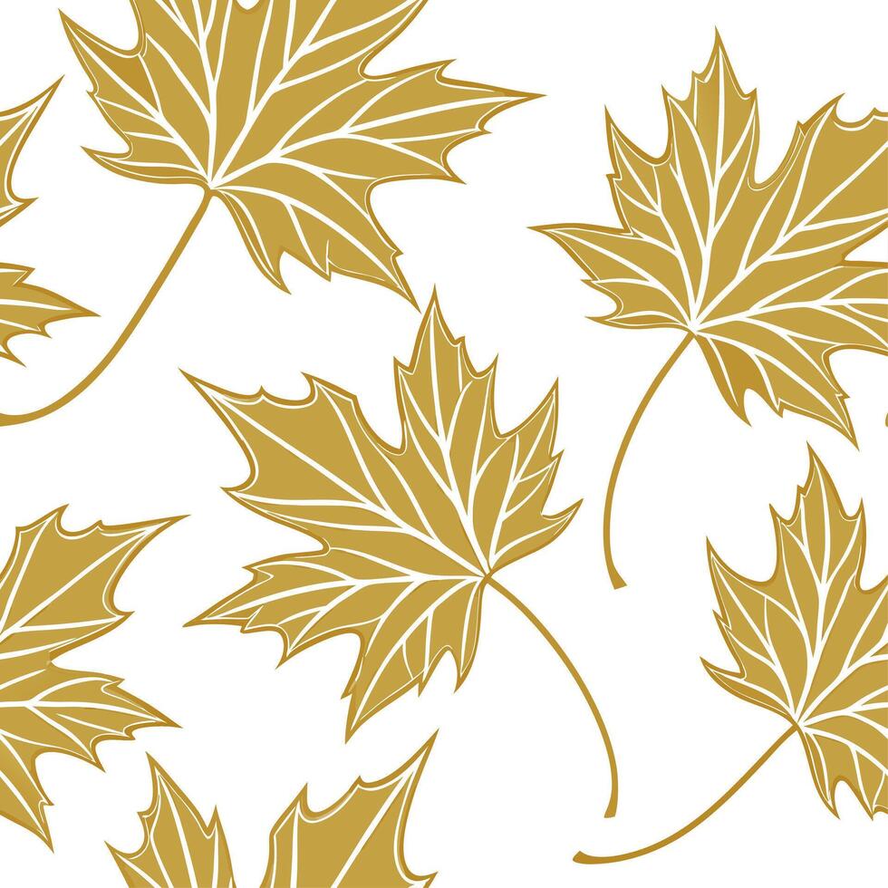 Autumn leaves seamless pattern with golden yellow hues and delicate veins for an elegant refined look concept as Elegant autumn leaves pattern with golden yellow hues and delicate Dynamics vector