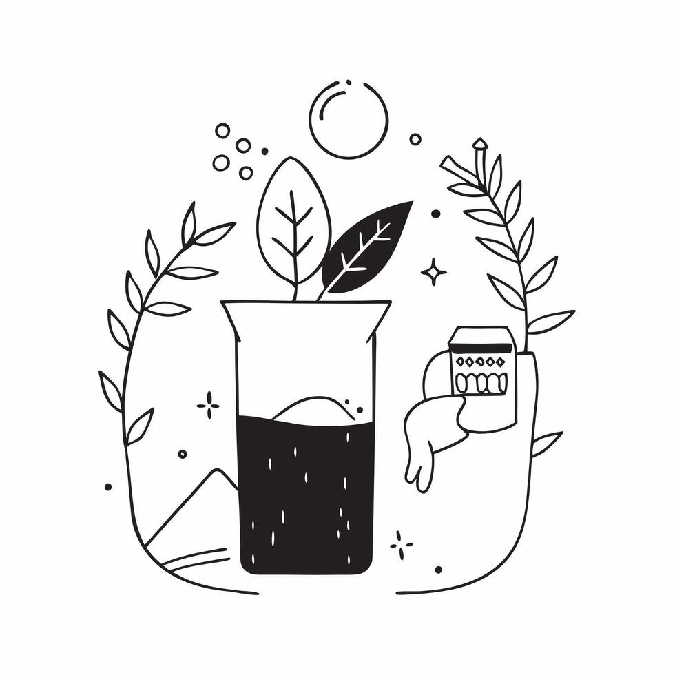 Barista with herbal tea garden concept as A baristas profile blended with a herbal tea garden symbolizing the fusion of coffee and herbal tea in a nature inspired cafe Ideal for c Dynamics vector