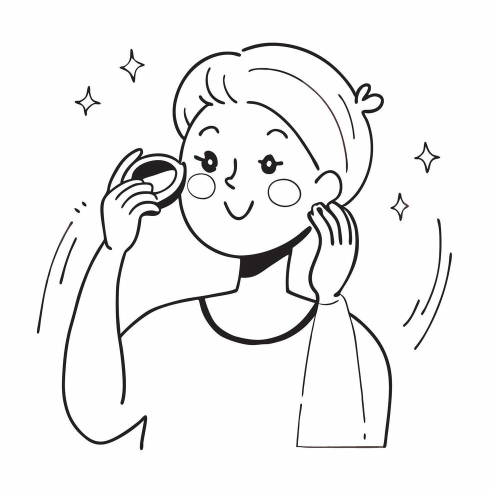 Beauty blogger applying a mockup face mask concept as A beauty blogger applies a mockup face mask highlighting its detoxifying and hydrating benefits Perfect for skincare and beau Dynamics vector