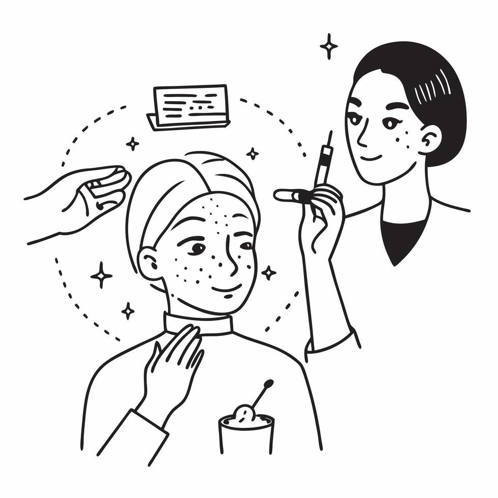 Beauty therapist performing a collagen facial treatment concept as A beauty therapist performs a collagen facial treatment focusing on rejuvenation and skin health Ideal for beaut Dynamics vector