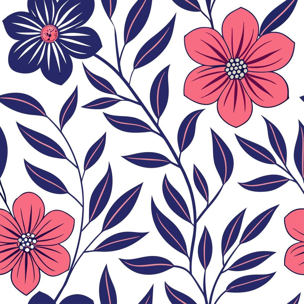Bold summer flowers seamless pattern with oversized blooms and contrasting colors for dramatic designs concept as Dramatic summer flowers pattern with oversized blooms and bold col Dynamics Set 2 vector