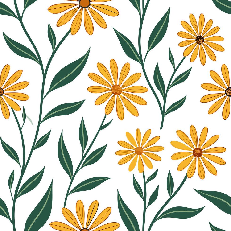 Bright summer flowers seamless pattern with large bold petals and vibrant colors for lively garden themes concept as Bright and bold summer flowers pattern with large petals and vi Dynamics vector
