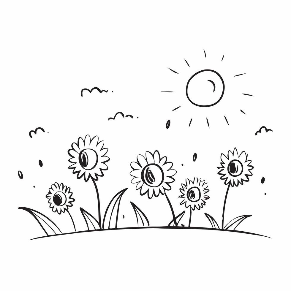 Bright sunflower field under a summer sky concept as A vibrant field of sunflowers basking in the summer sun with a clear blue sky providing a cheerful and clean background for bus Dynamics vector