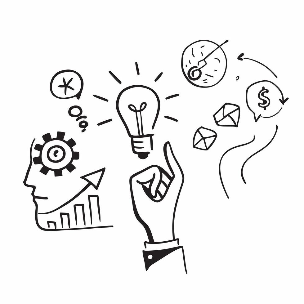 CEO with innovation imagery concept as A CEOs profile blended with innovation symbols representing forward thinking and creativity during a townhall Perfect for corporate and busi Dynamics vector