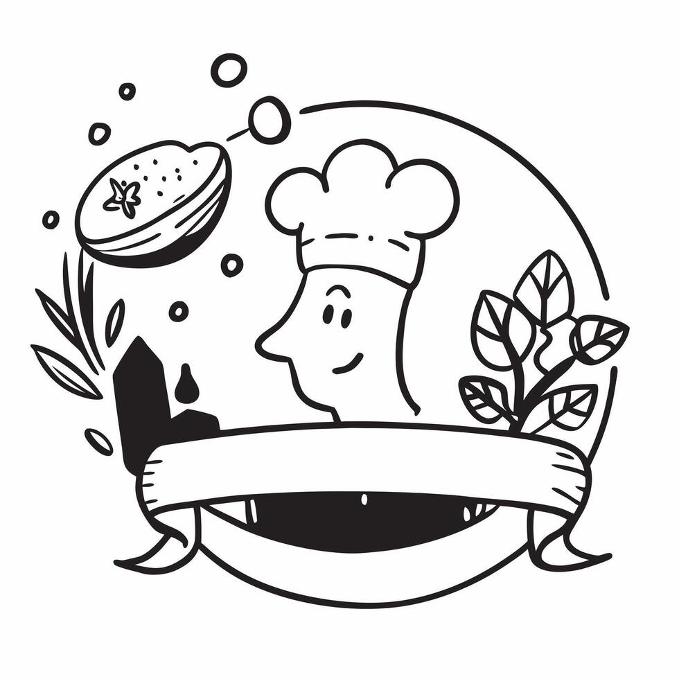 Chef with vegetable garden concept as A chefs profile blended with a vegetable garden symbolizing farm to table cuisine in a nature inspired cafe Ideal for culinary and cafe ads Dynamics vector