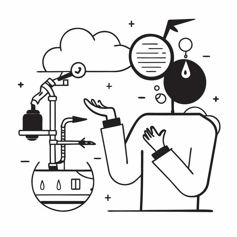 Chemical engineer with refinery background concept as A chemical engineers profile blended with a refinery symbolizing expertise in petrochemical processes and innovation in the in Dynamics vector