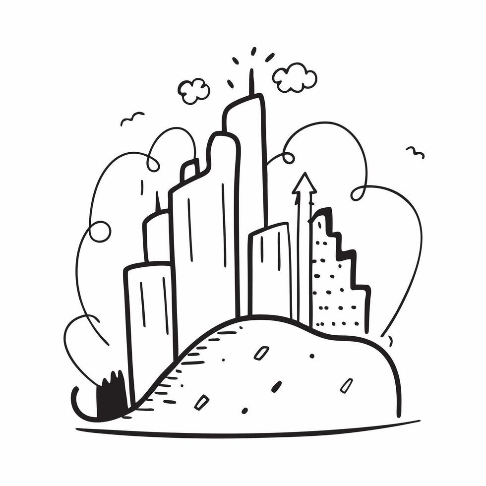 City skyline with smog and pollution concept as A city skyline blended with smog and pollution symbolizing urban pollution due to climate change Ideal for environmental and urban Dynamics vector