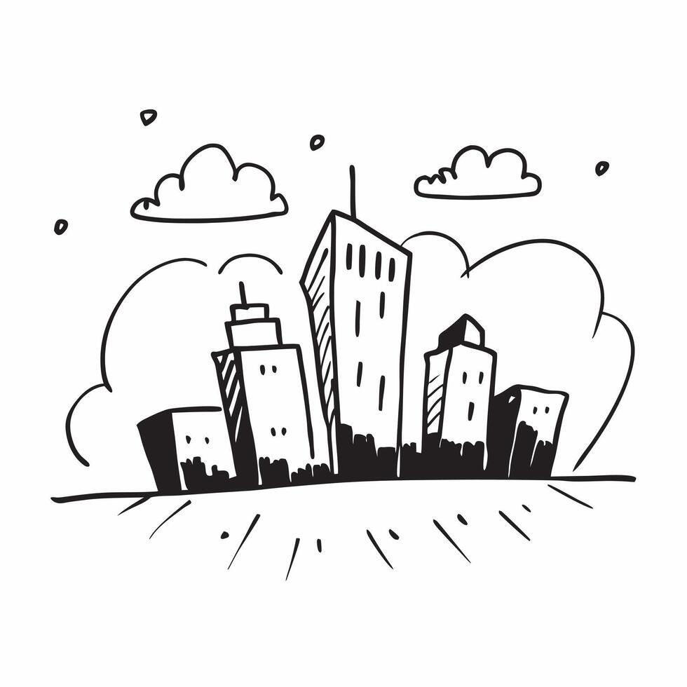 Clear blue sky over a cityscape concept as A bright and clear blue sky over a bustling cityscape symbolizing progress and hard work ideal for business presentations needing a clean Dynamics vector