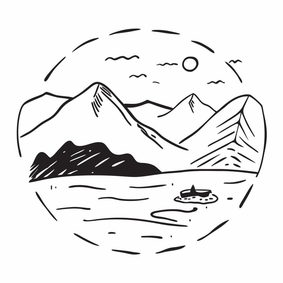 Clear lake with mountains in the background concept as A serene lake with majestic mountains in the background representing the heights of hard work ideal for business presentation Dynamics vector