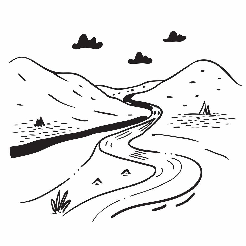 Clear river flowing through a green valley in summer concept as A serene river flowing through a lush green valley under a bright summer sky ideal for business presentations needin Dynamics vector