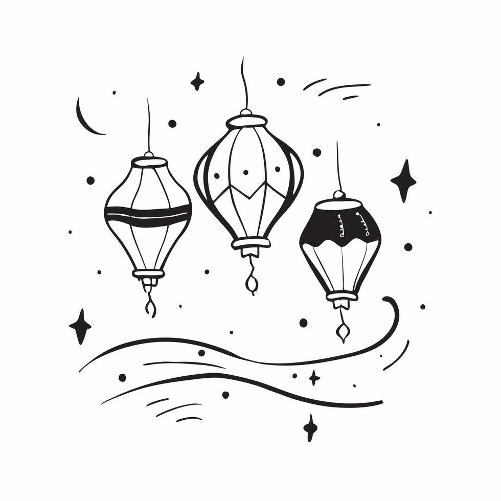 Clear night sky with colorful lanterns concept as A serene night sky illuminated with colorful lanterns symbolizing joy and celebration ideal for business presentations needing a c Dynamics vector