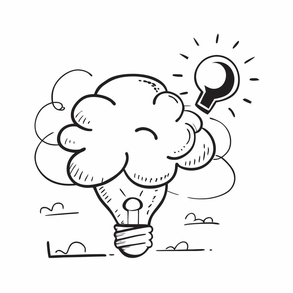 Cloud and Idea Bulb with Innovation Wording concept as A vibrant illustration of a cloud and an idea bulb symbolizing innovation and cloud computing The word Innovation is promine Dynamics vector