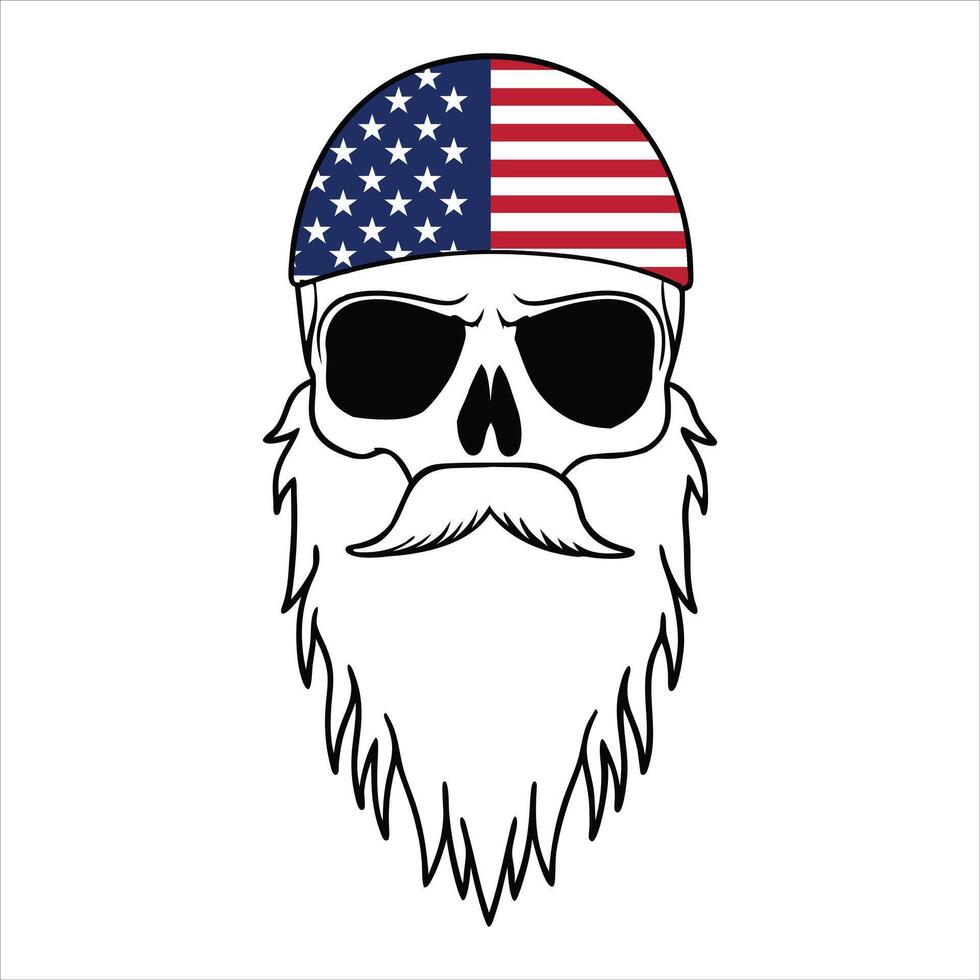 Artistic Beard and Mustache Featuring American Flag Design vector