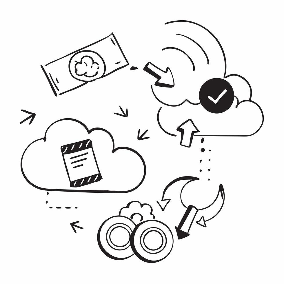 Cloud data backup and recovery with cloud and refresh icons concept as illustration showing cloud data backup and recovery with cloud and refresh icons emphasizing the relia Dynamics vector