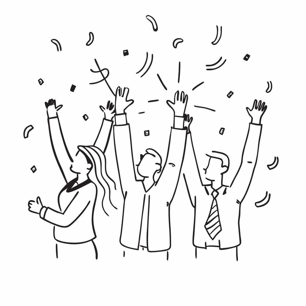 Colleagues celebrating success concept as Colleagues celebrating success blended with confetti imagery symbolizing joy and achievement in the workplace Ideal for corporate and mot Dynamics vector