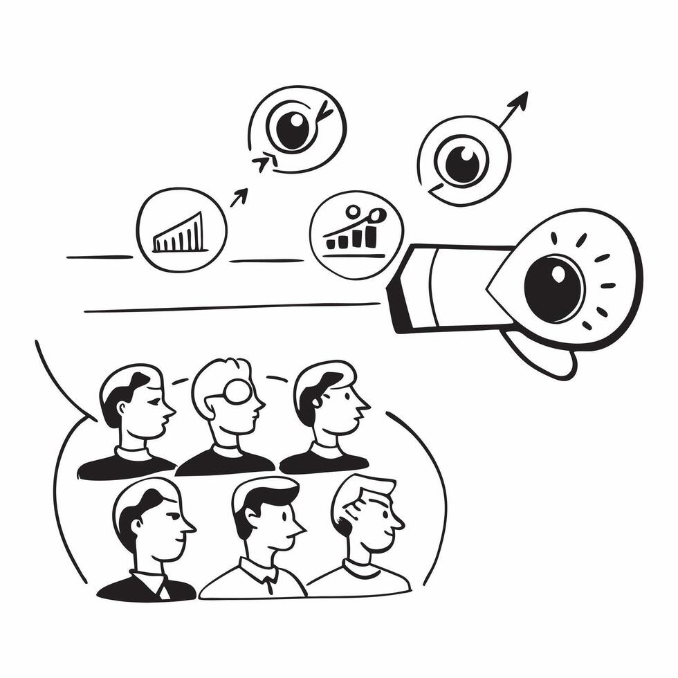 Company vision with employee faces concept as Company vision imagery blended with employee faces representing alignment and motivation during a townhall Ideal for HR and corporate Dynamics vector