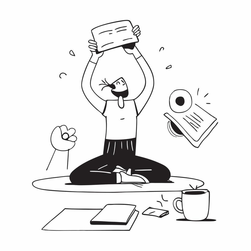Content creator practicing yoga before starting work concept as A content creator practicing yoga in the morning before starting work emphasizing relaxation and a balanced work rou Dynamics vector