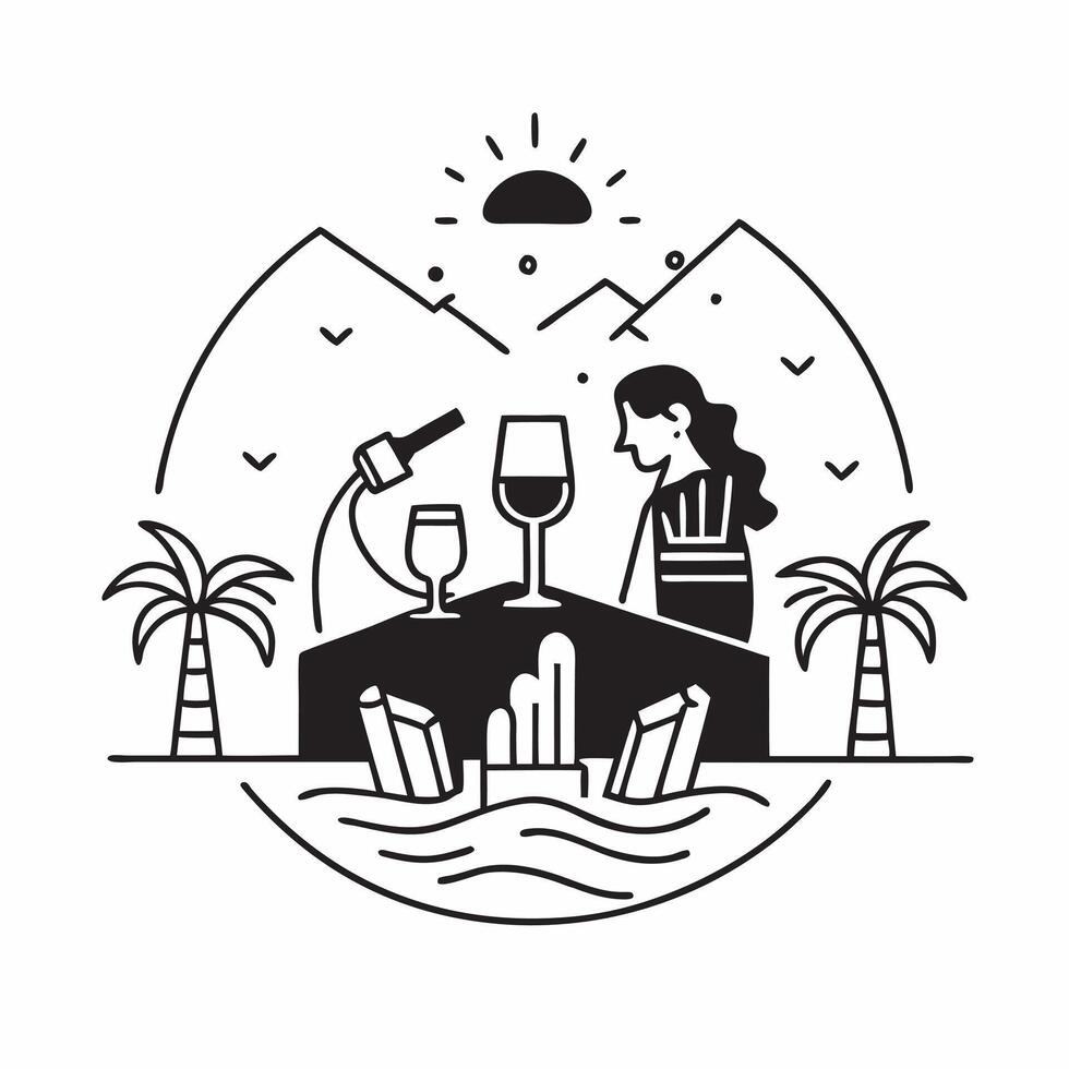 Couple enjoying a romantic dinner on the beach concept as A couple enjoys a romantic dinner on the beach surrounded by candlelight and the sound of waves Perfect for romantic and Dynamics vector