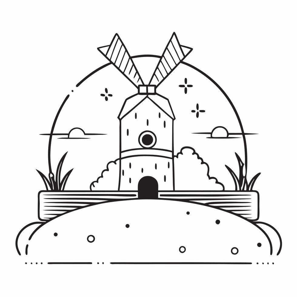 Countryside with a windmill concept as A picturesque countryside scene with a windmill capturing the essence of hard work and progress ideal for business presentations needing a cl Dynamics vector