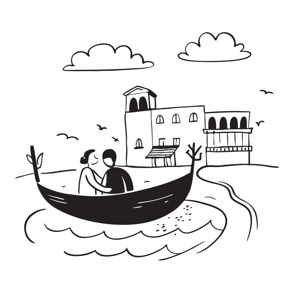 Couple on a romantic gondola ride in Venice concept as A couple enjoys a romantic gondola ride through the canals of Venice capturing the charm and beauty of this iconic city Perf Dynamics vector